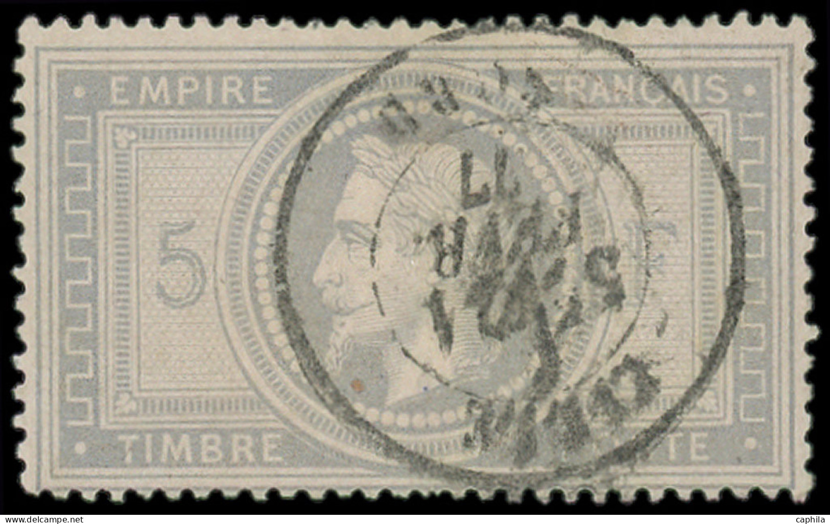 O FRANCE - Poste - 33, Signé Calves: 5f. Violet-gris - 1863-1870 Napoleon III With Laurels