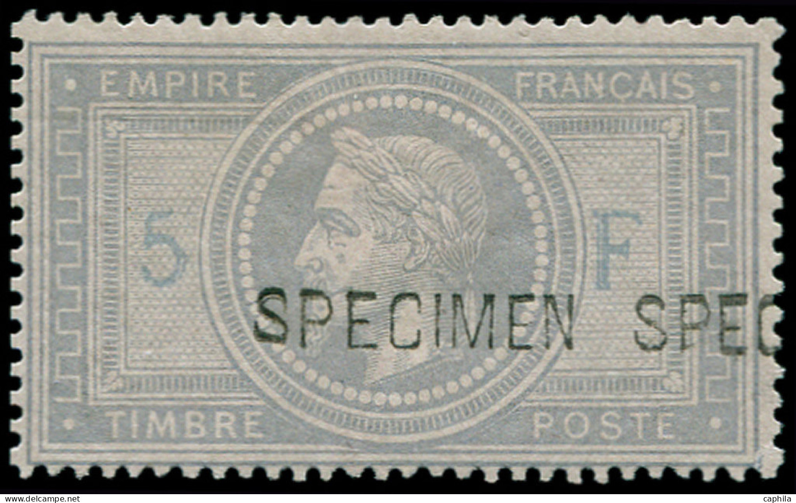 * FRANCE - Poste - 33h, Surcharge "spécimen" Noire, Superbe, Certificat Photo: 5f. Empire - 1863-1870 Napoleon III With Laurels