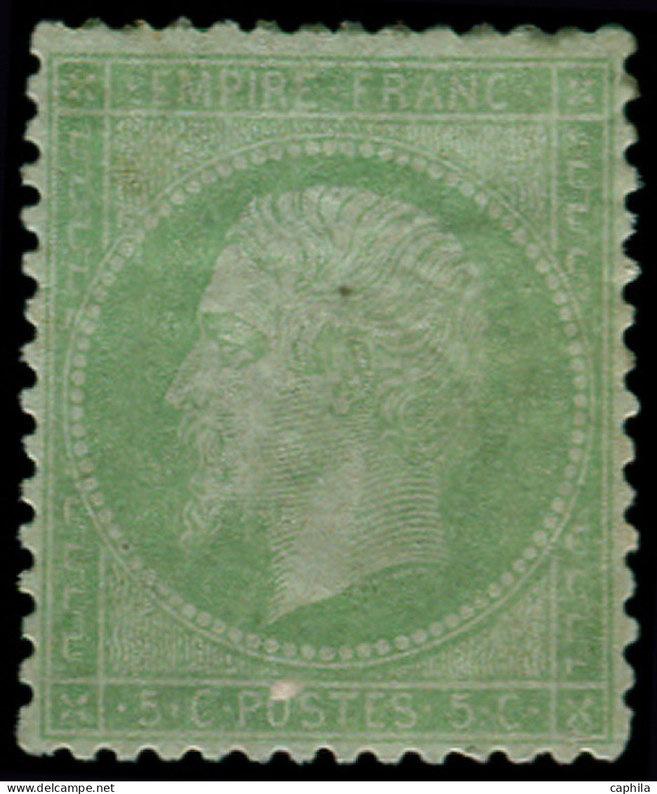 * FRANCE - Poste - 35, Signé + Certificat Calves: 5c. Vert Pâle S. Bleu - 1863-1870 Napoléon III Lauré