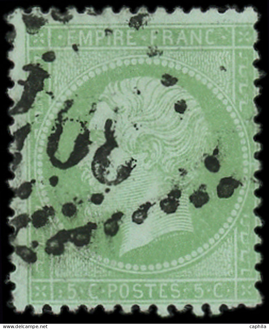 O FRANCE - Poste - 35, Oblitéré GC, Certificat Arphila 75: 5c. Vert Pâle Sur Bleu - 1863-1870 Napoleon III With Laurels