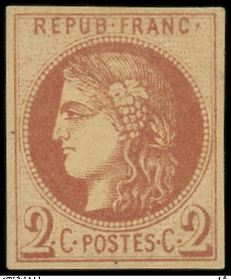 * FRANCE - Poste - 40Ad, Report 1, Impression Fine De Tours, Signé Et Certificat Calves: 2c. Brun-rouge - 1870 Bordeaux Printing
