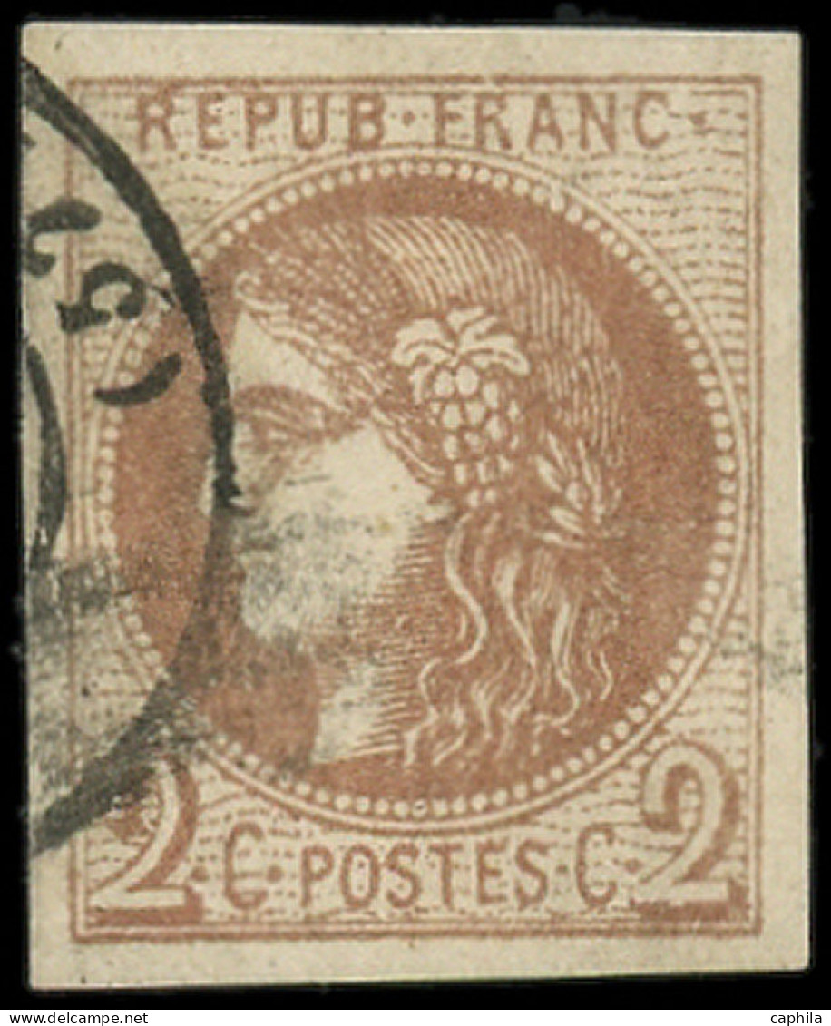 O FRANCE - Poste - 40Bg, Belles Marges, Signé Scheller: 2c. Chocolat - 1870 Bordeaux Printing