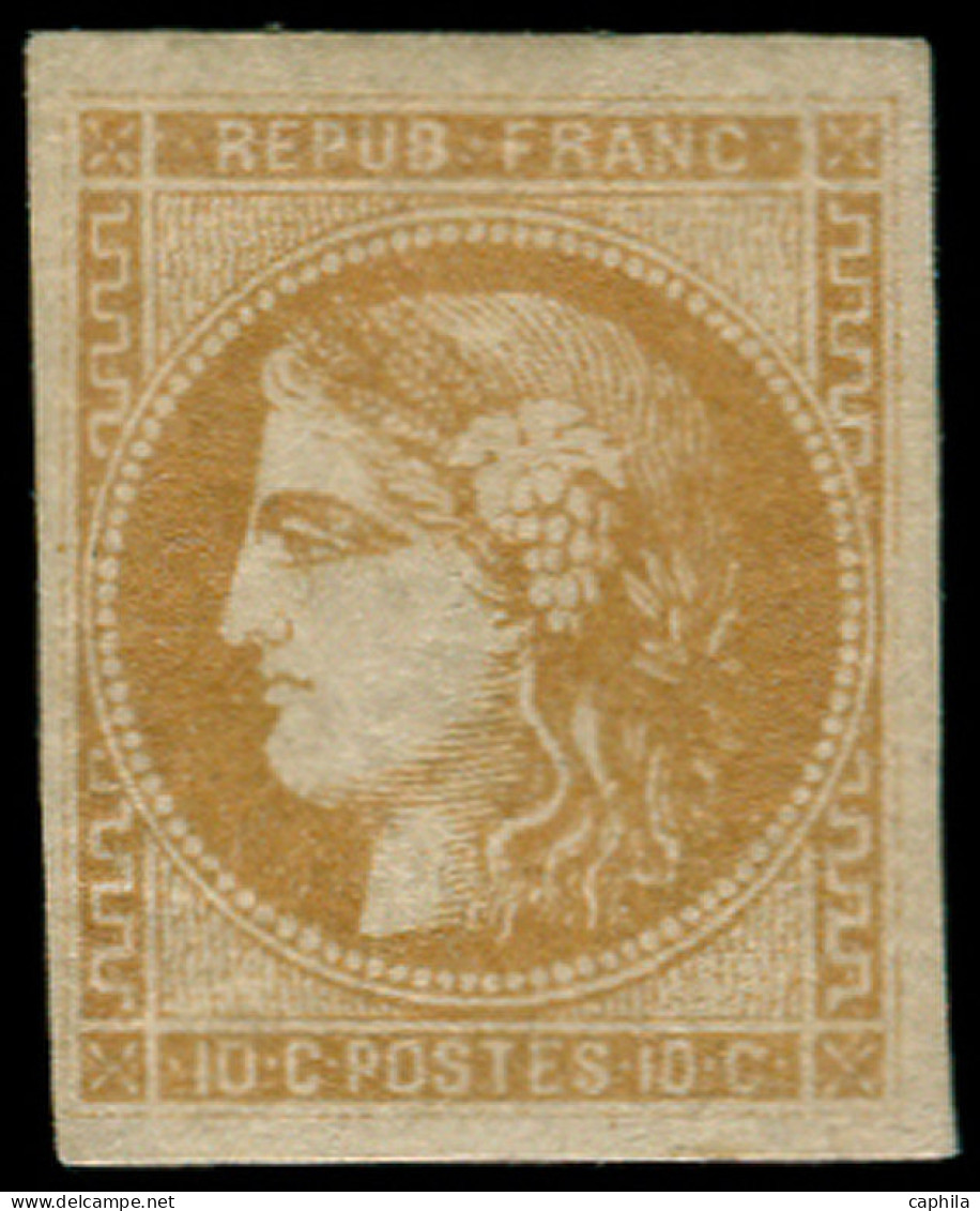 * FRANCE - Poste - 43A, Report 1, Bel Exemplaire, Signé + Certificat Calves: 10c. Bistre - 1870 Bordeaux Printing