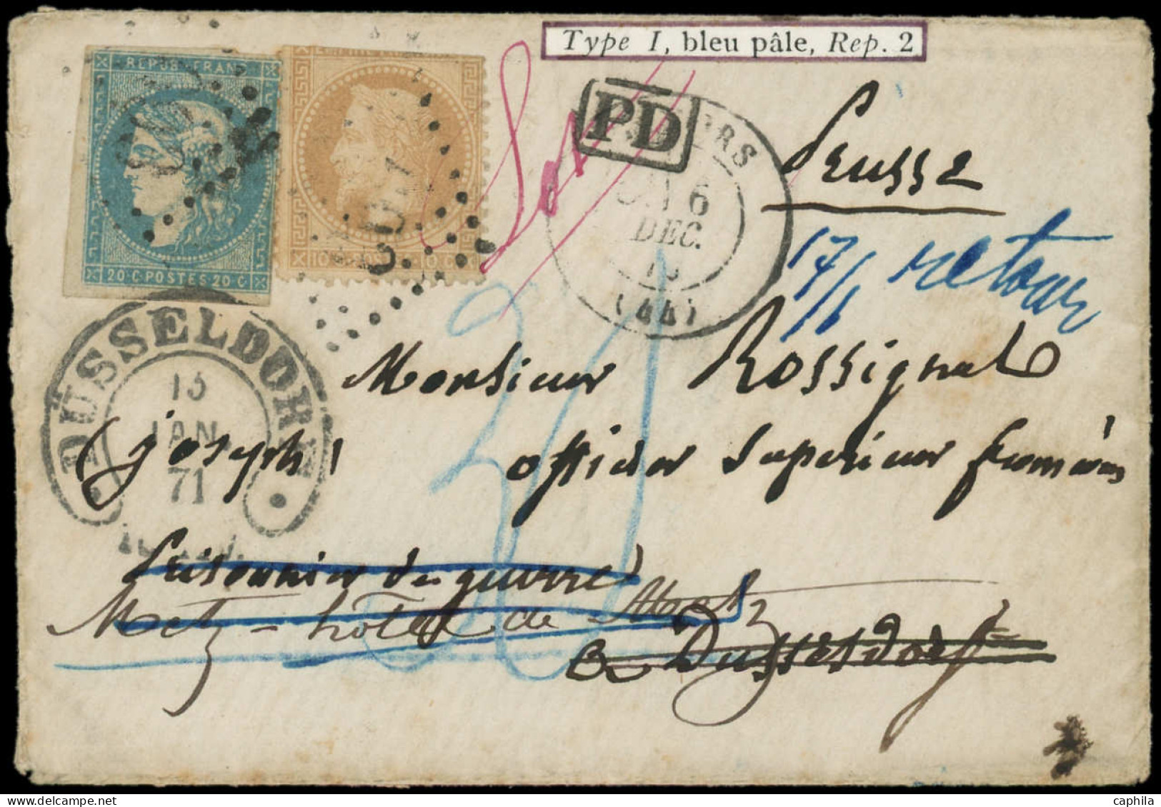 LET FRANCE - Poste - 44A + 28B (entamé), Obl GC 693 Sur Enveloppe Pour Un Prisonnier De Guerre, Cad T17, Cahors 6/12/70  - 1849-1876: Classic Period