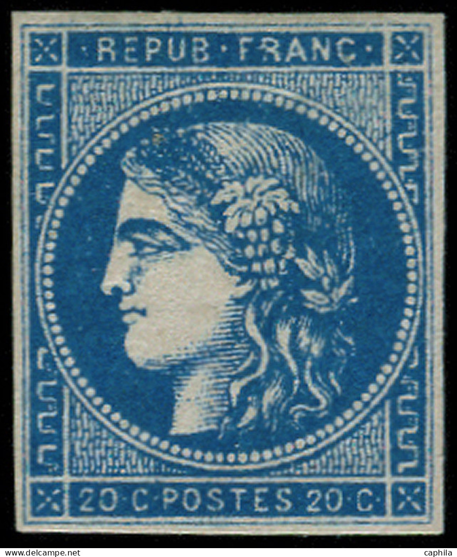 * FRANCE - Poste - 45B, Type II Report 2, Bel Exemplaire, Signé + Certificat Calves: 20c. Bleu - 1870 Bordeaux Printing