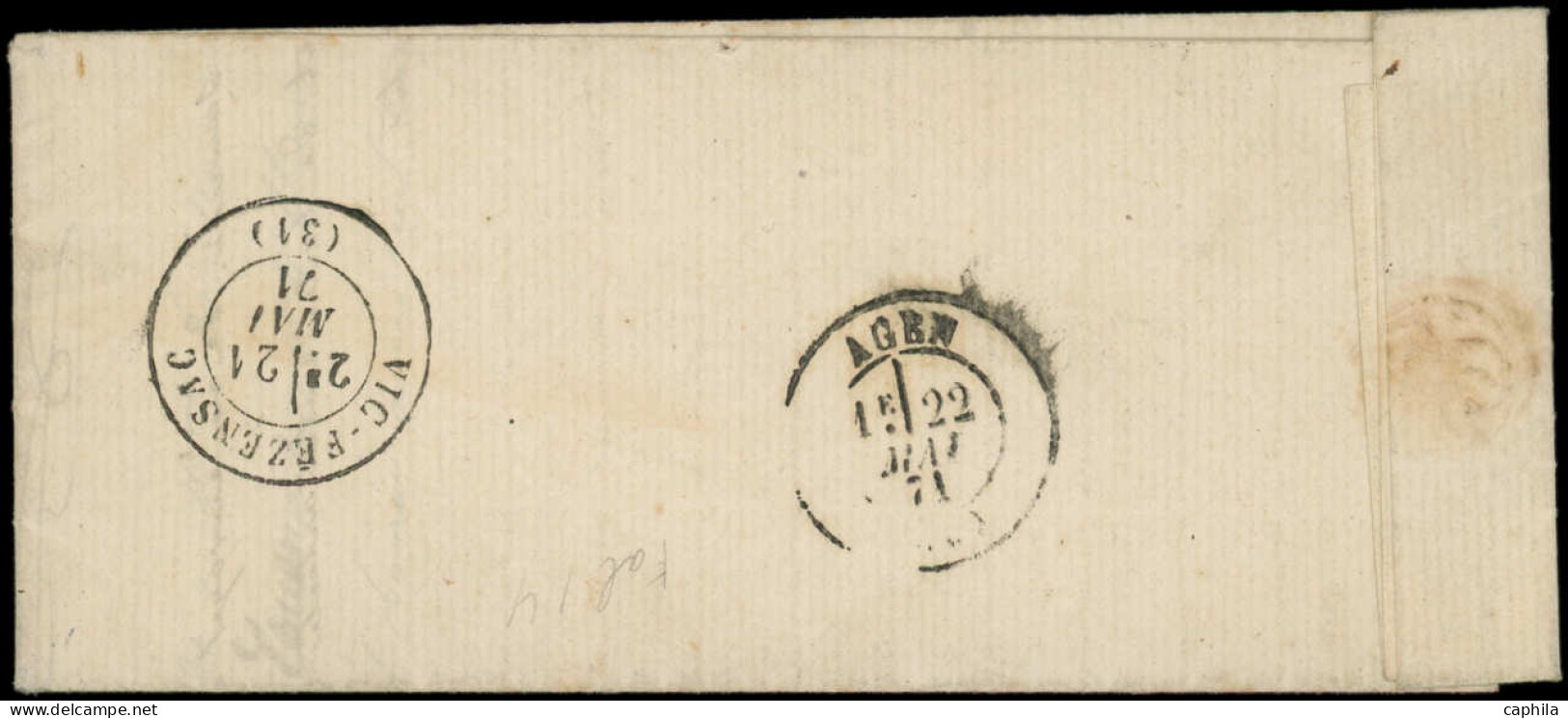 LET FRANCE - Poste - 46A, Type III Report 1, Filet Touché, Obl GC 2126 Cad T24 Lupiac 21/5/71, Frappes Superbes - 1849-1876: Période Classique