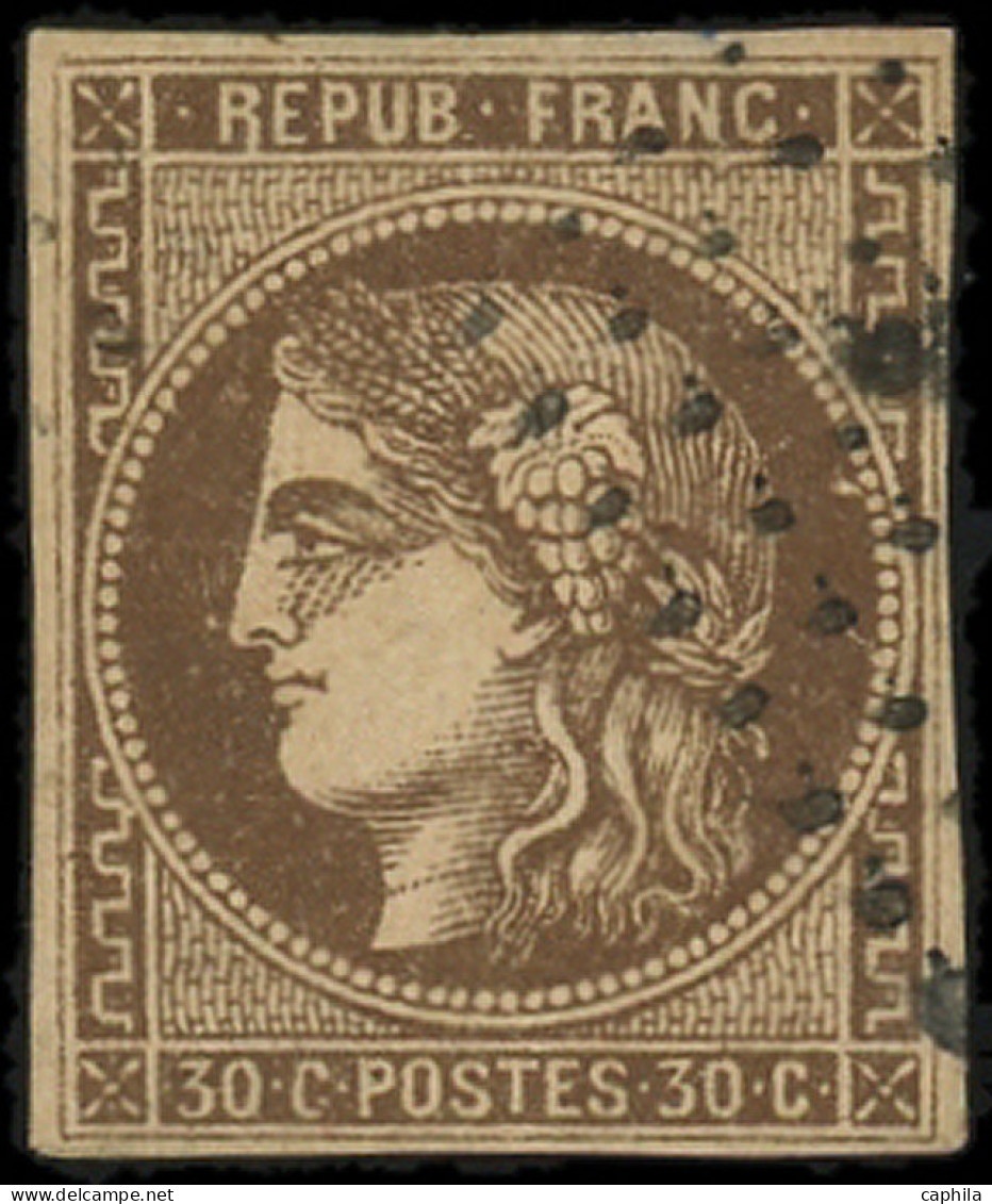 O FRANCE - Poste - 47e, "R" Relié Au Cadre, Signé Brun: 30c. Brun - 1870 Bordeaux Printing