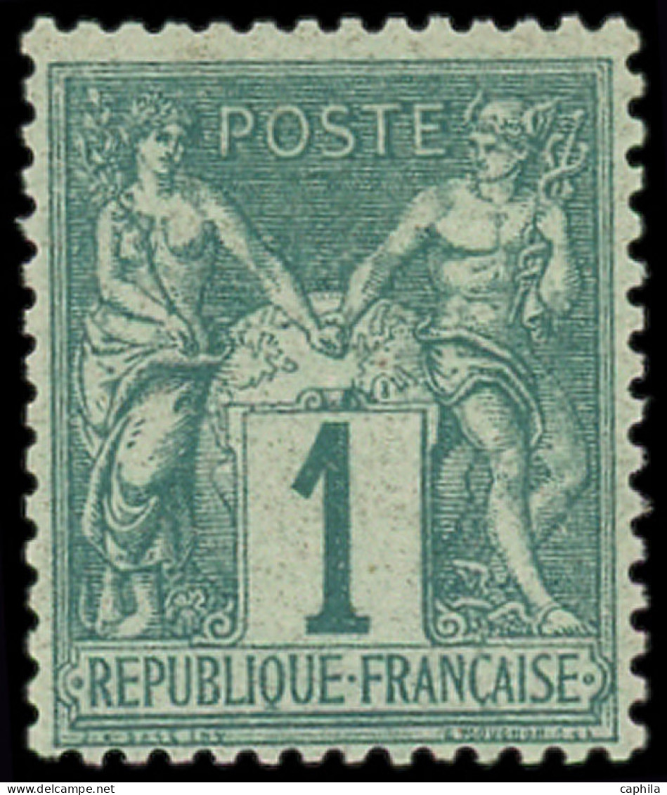 ** FRANCE - Poste - 61, Type I, Signé Calves: 1c. Vert - 1876-1878 Sage (Type I)