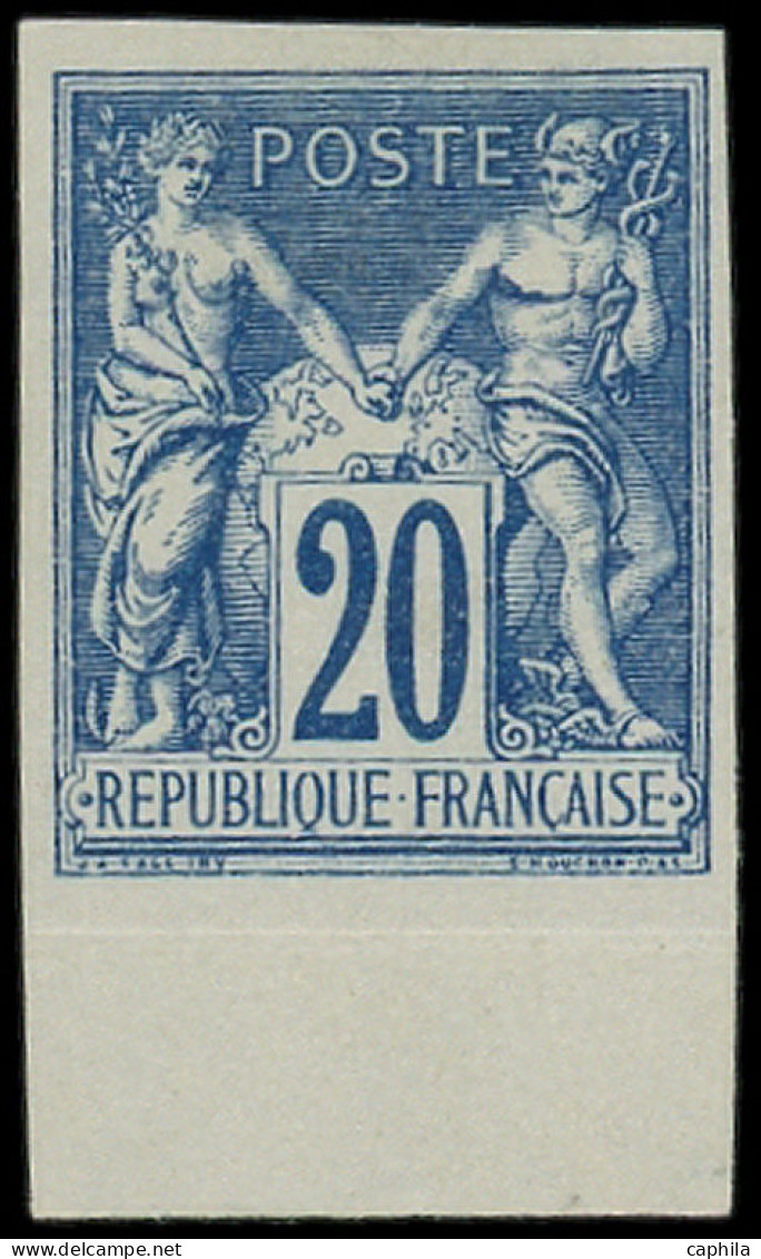 (*) FRANCE - Poste - 73c, Non émis, Non Dentelé, Granet, Bdf (pli Sur Bdf): 20c. Bleu - 1876-1878 Sage (Type I)