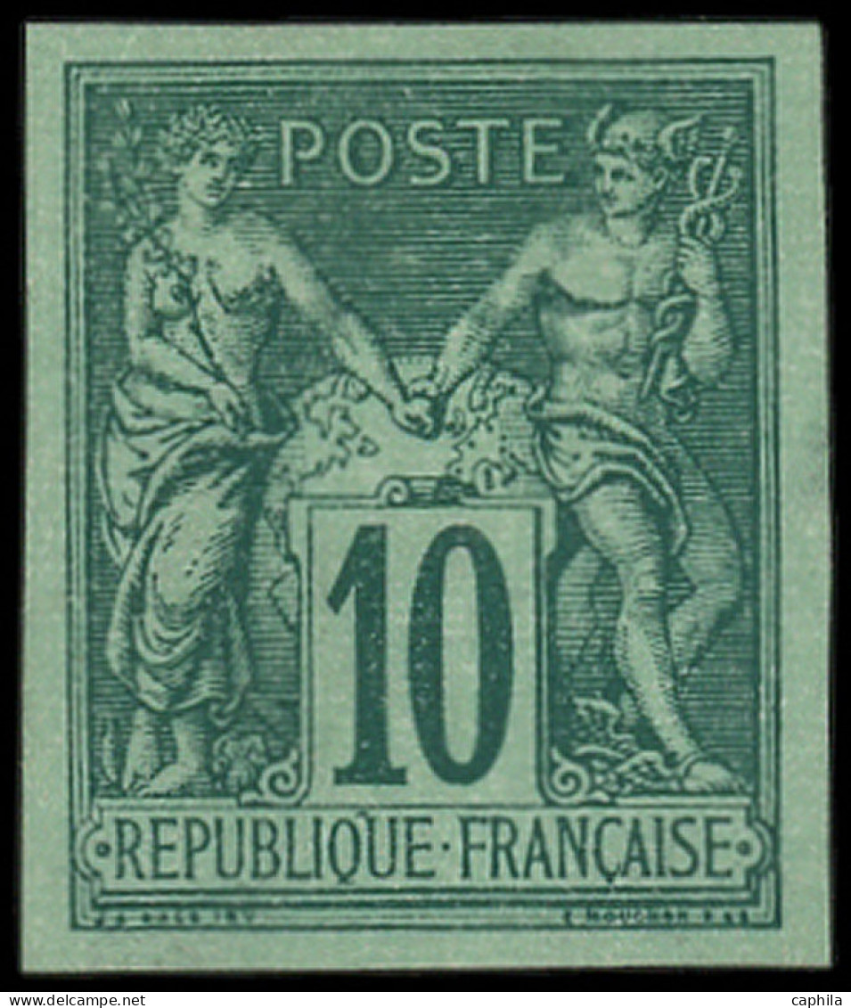 * FRANCE - Poste - 76d, Non Dentelé, Granet: 10c. Vert Foncé Sur Vert - 1876-1898 Sage (Type II)