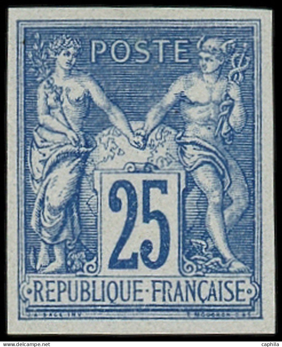 (*) FRANCE - Poste - 79a, Non Dentelé, Granet: 25c. Bleu - 1876-1898 Sage (Type II)