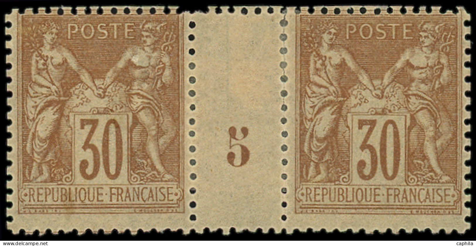 * FRANCE - Poste - 80, Paire Millésime "5": 30c. Brun-jaune - 1876-1898 Sage (Type II)