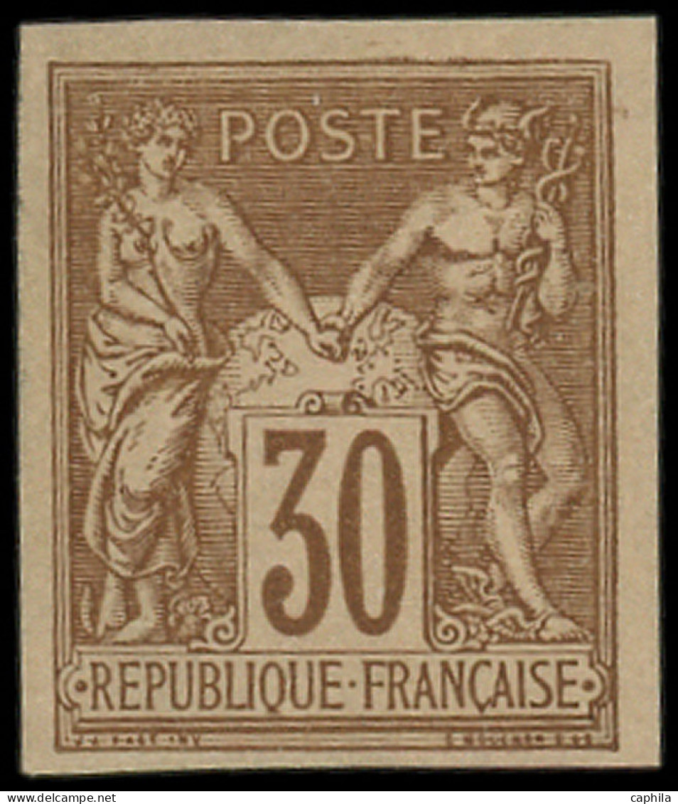 * FRANCE - Poste - 80c, Non Dentelé, Granet: 30c. Brun - 1876-1898 Sage (Type II)