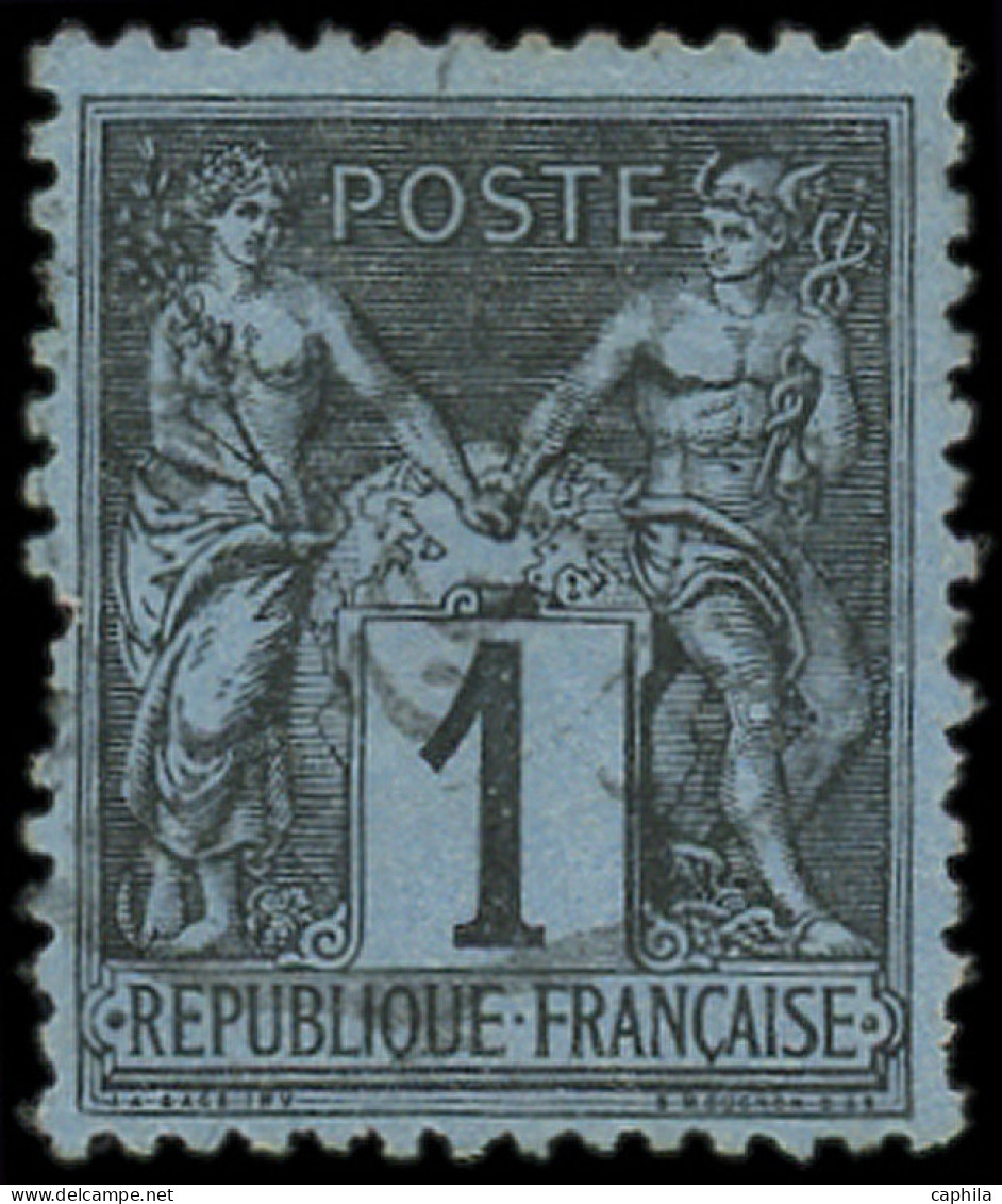 O FRANCE - Poste - 84, Défaut De Dentelure, Signé + Certificat Calves: 1c. Bleu De Prusse - 1876-1898 Sage (Type II)