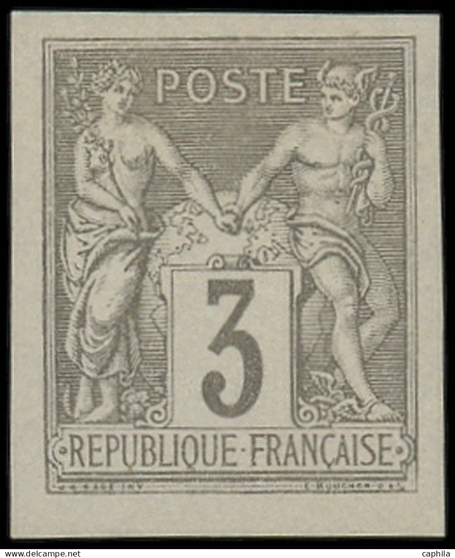 * FRANCE - Poste - 87e, Non Dentelé, Granet: 3c. Gris - 1876-1898 Sage (Type II)