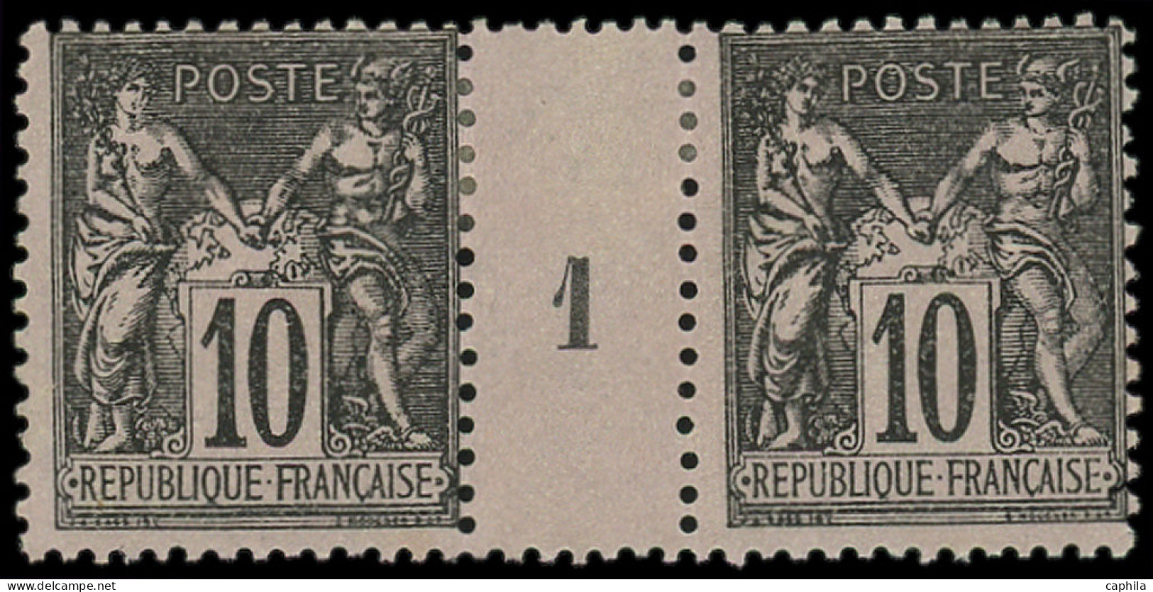 * FRANCE - Poste - 89, Paire Millésime "1": 10c. Noir Sur Lilas - 1876-1898 Sage (Type II)