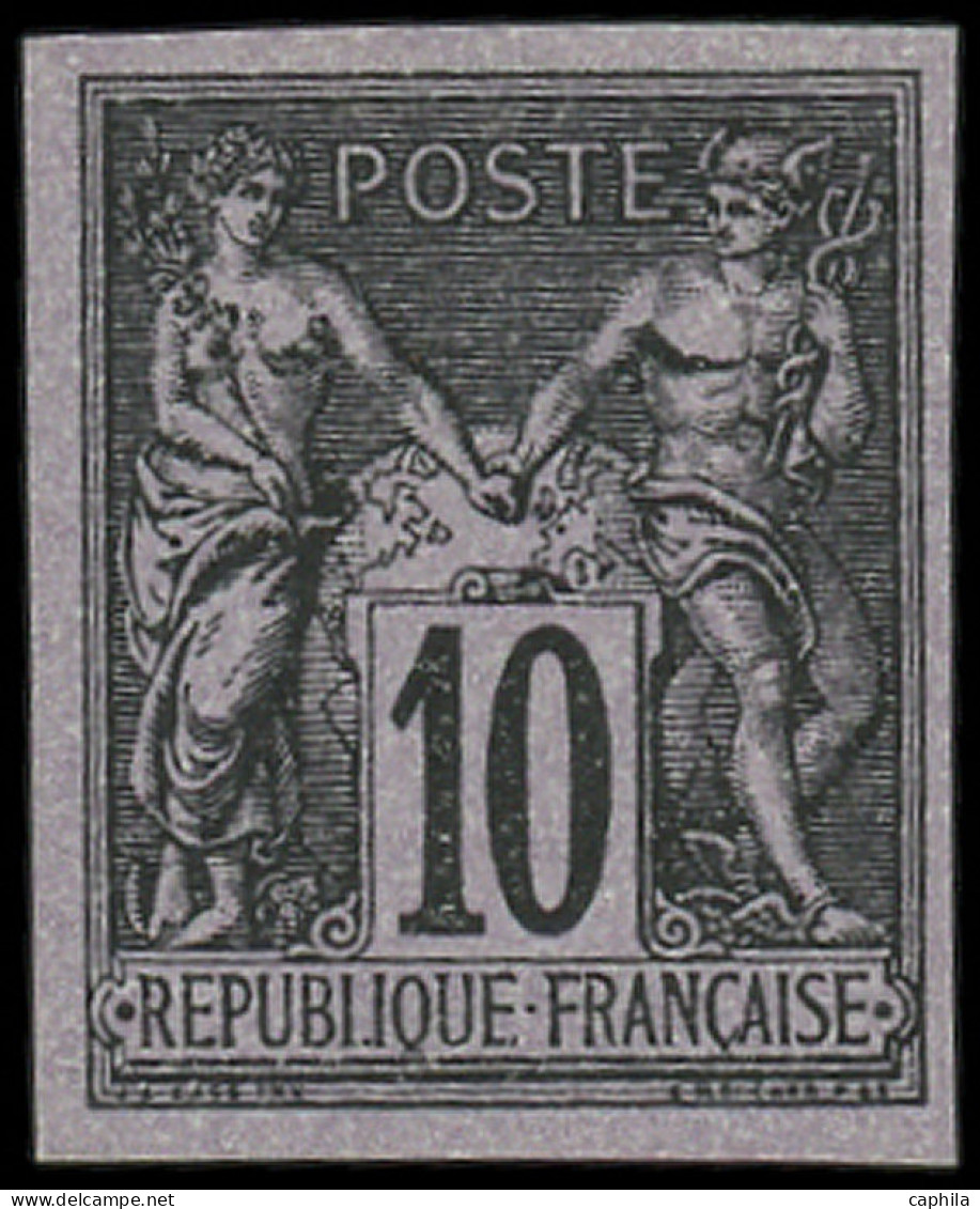 (*) FRANCE - Poste - 89d, Non Dentelé, Granet, Signé: 10c. Noir Sur Lilas - 1876-1898 Sage (Type II)