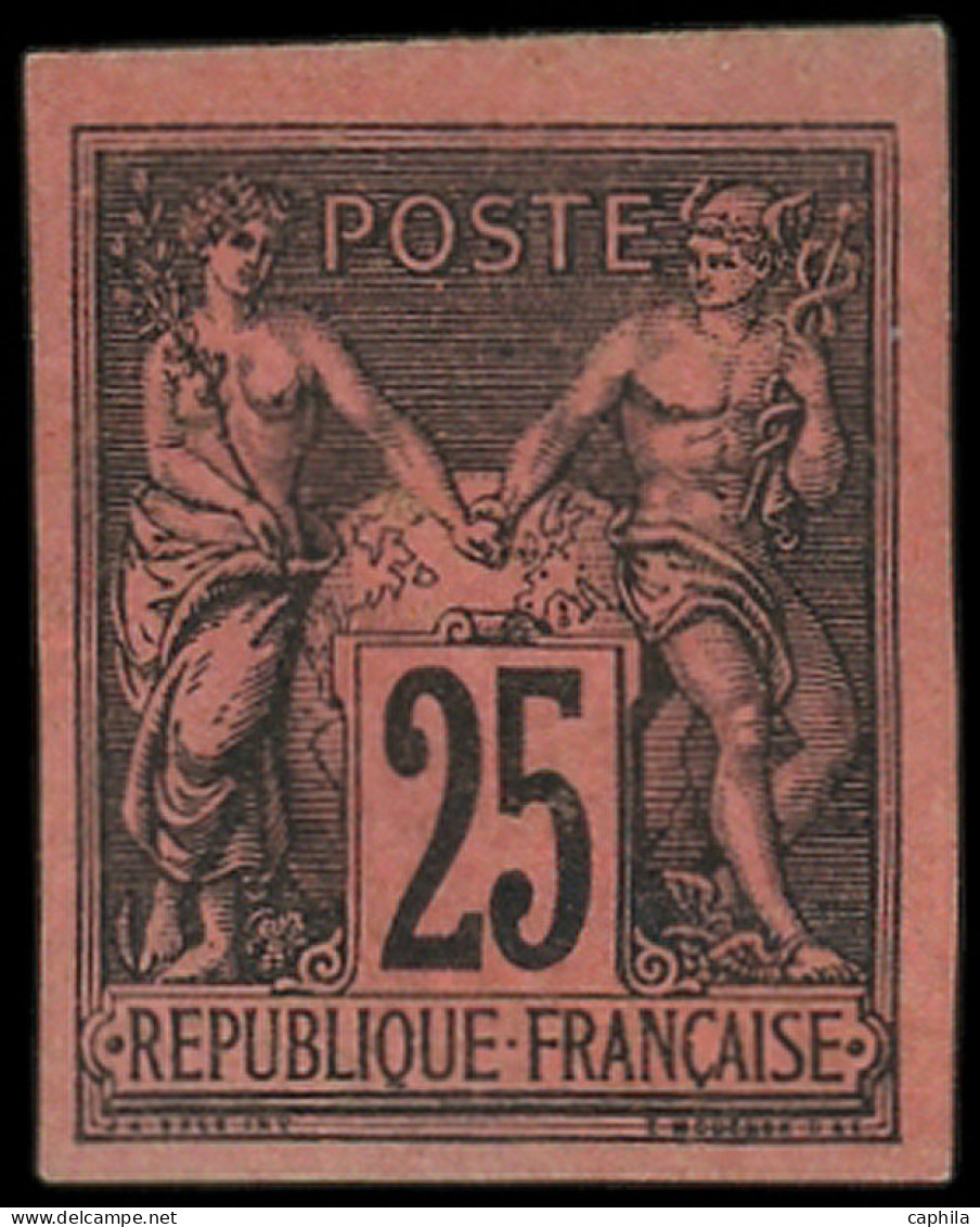 (*) FRANCE - Poste - 91d, Non Dentelé, Granet (gomme Moyenne): 25c. Noir Sur Rouge-brique - 1876-1898 Sage (Type II)