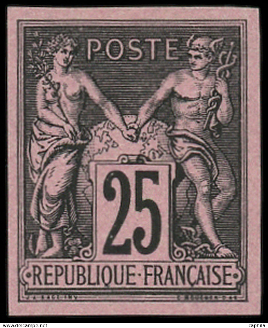 (*) FRANCE - Poste - 97c, Non Dentelé, Granet: 25c. Noir Sur Rose - 1876-1898 Sage (Type II)