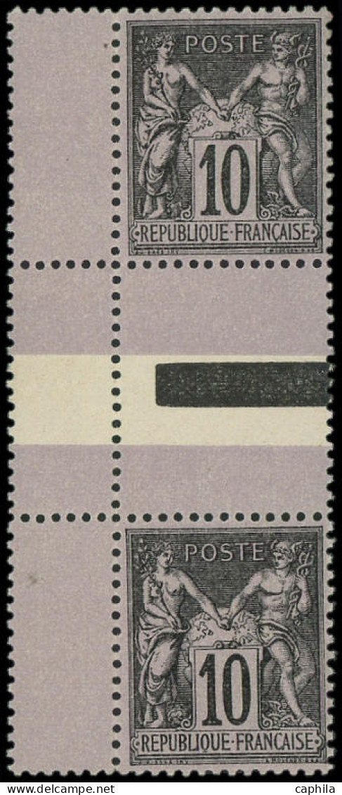 * FRANCE - Poste - 103b, Paire Interpanneau, Type I Et II Se Tenant (1ex. **): 10c. Noir S. Lilas - 1898-1900 Sage (Type III)