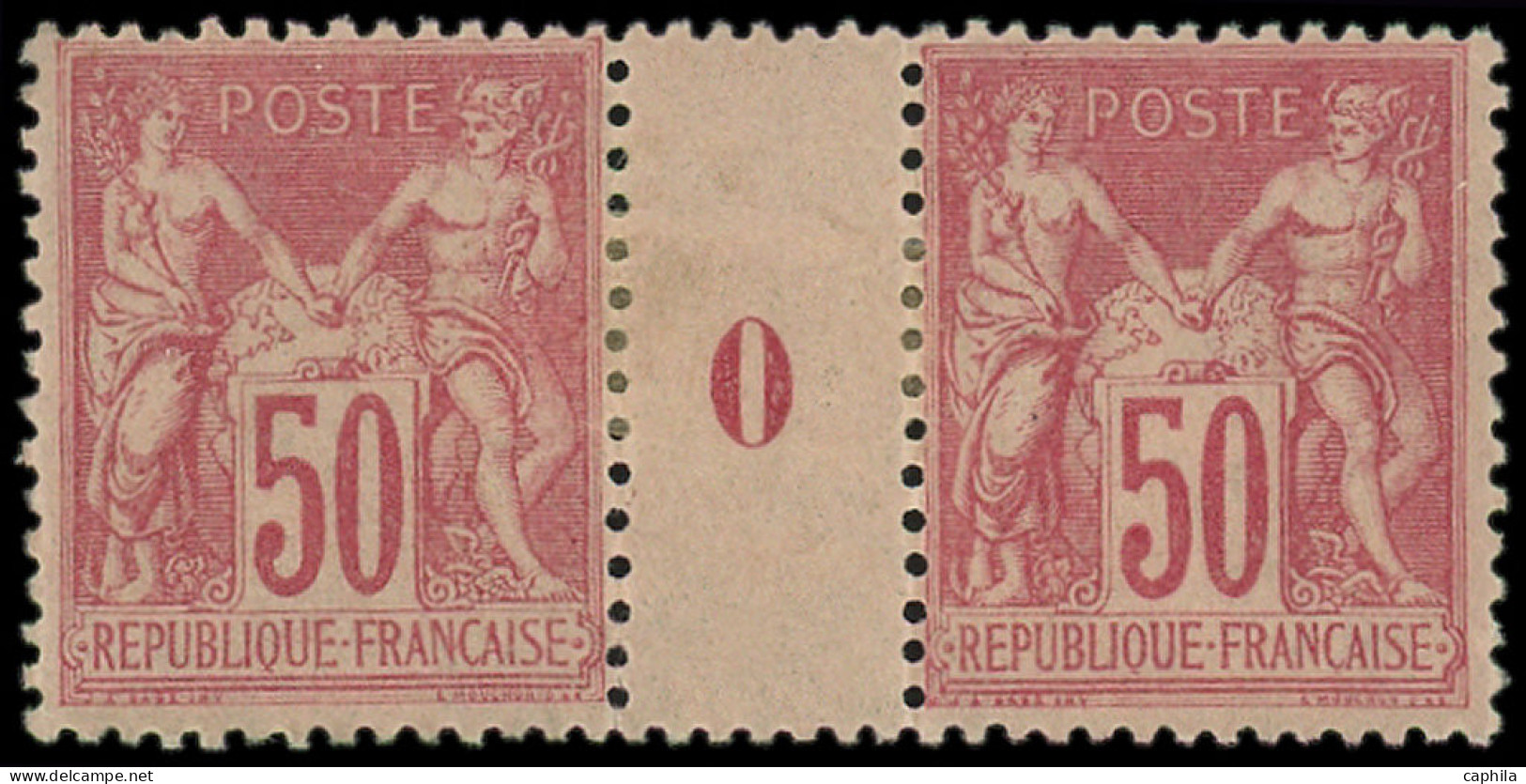 * FRANCE - Poste - 104, Paire Millésime "0": 50c. Rose - 1898-1900 Sage (Type III)