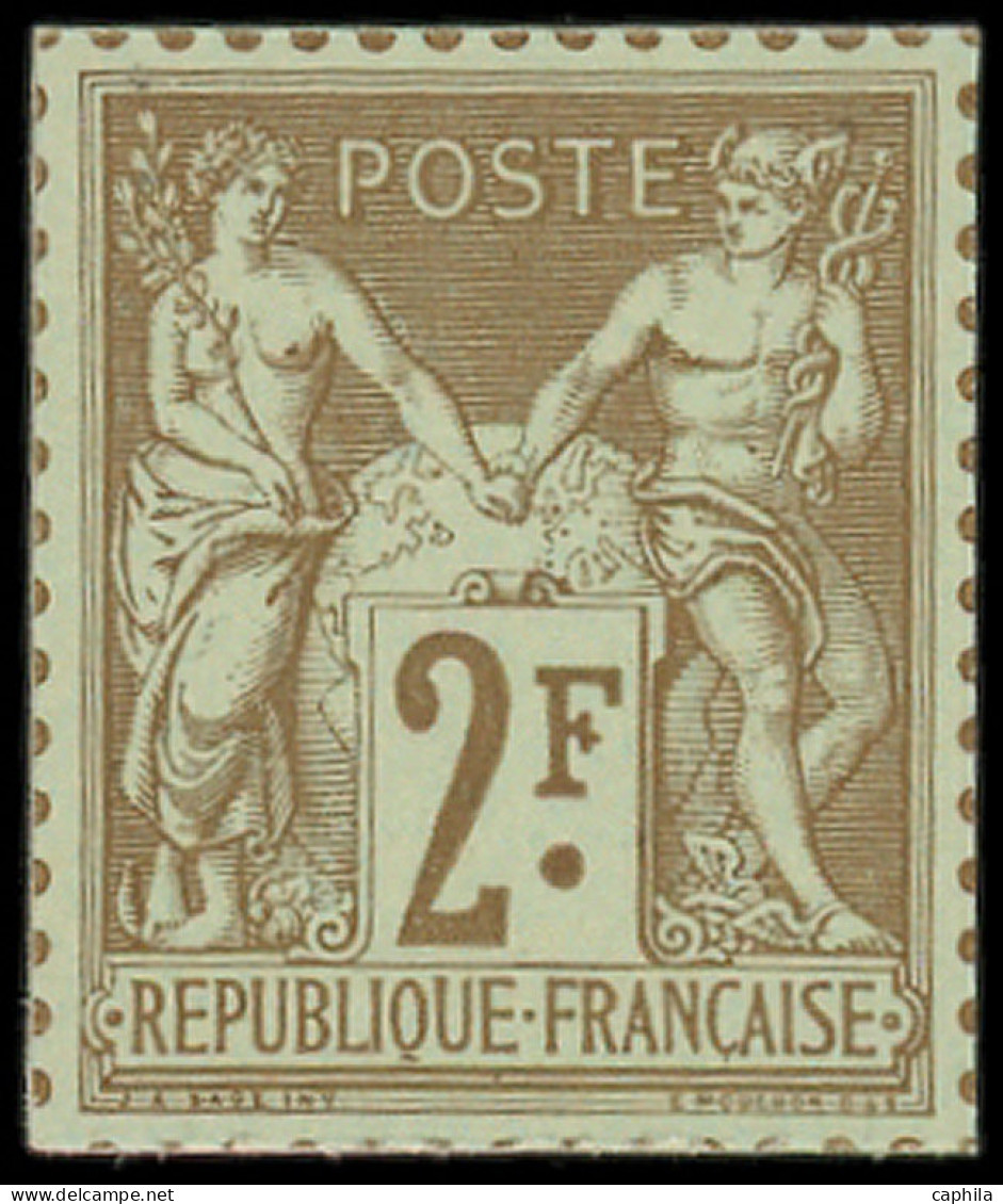 (*) FRANCE - Poste - 105, Tirage De 1910 Sur Bristol: 2f. Bistre Sur Azuré - 1898-1900 Sage (Type III)