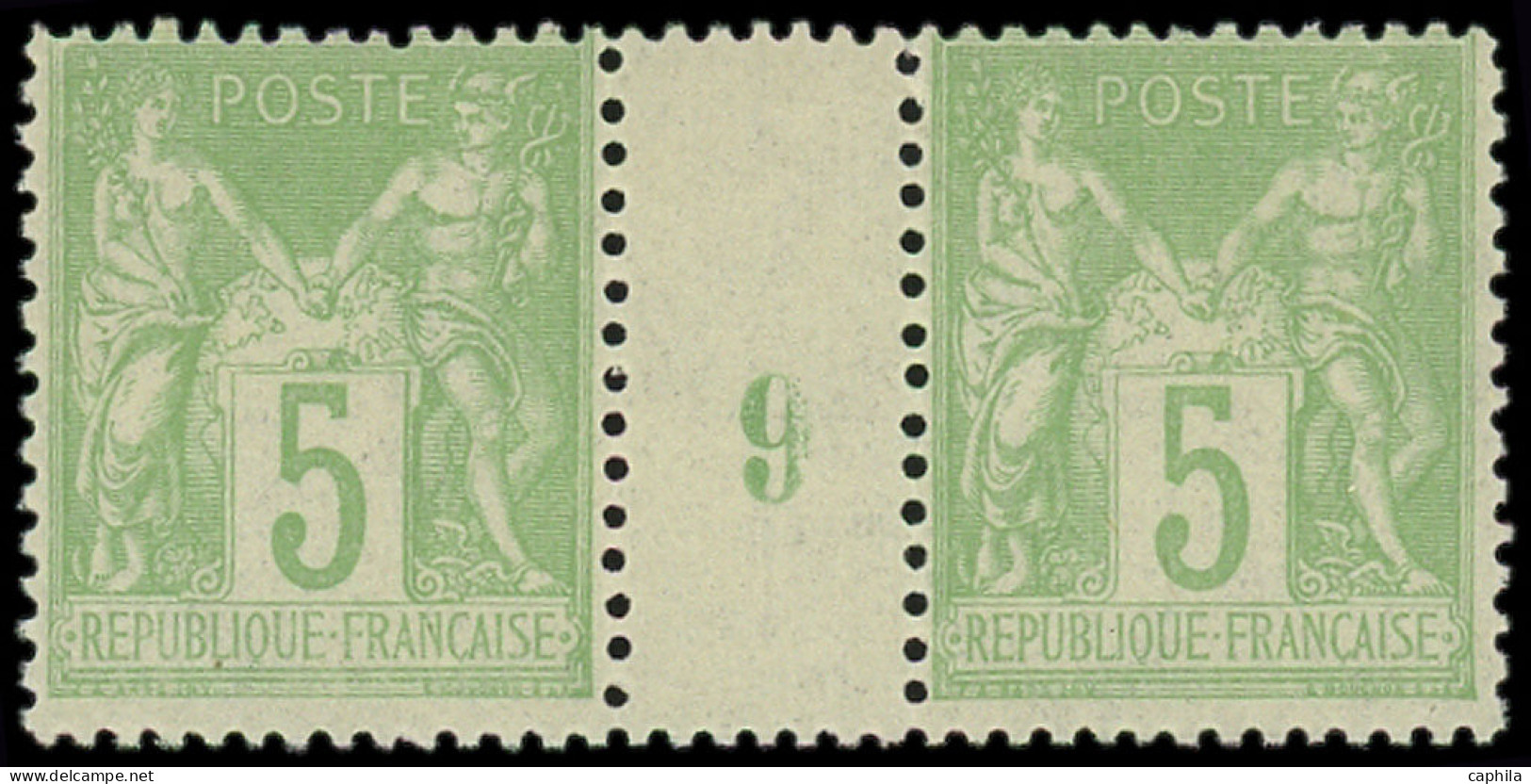 ** FRANCE - Poste - 106, Paire Millésime "9": 5c. Vert-jaune - 1898-1900 Sage (Type III)