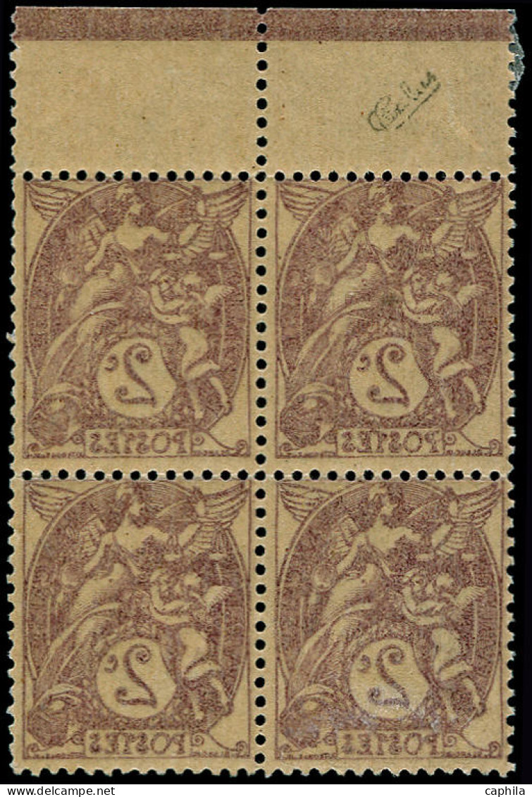 ** FRANCE - Poste - 108g, Bloc De 4, Impression Recto-verso, Signé Calves: 2c. Brun-lilas - Unused Stamps