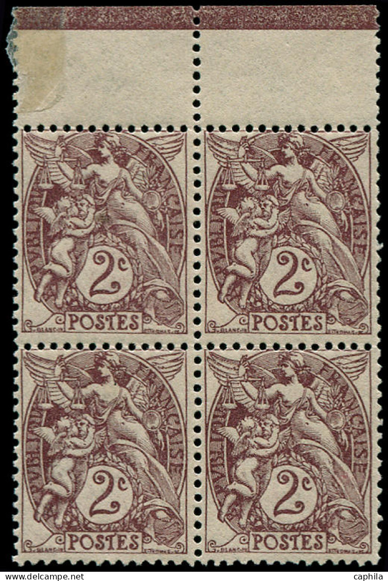 ** FRANCE - Poste - 108g, Bloc De 4, Impression Recto-verso, Signé Calves: 2c. Brun-lilas - Neufs