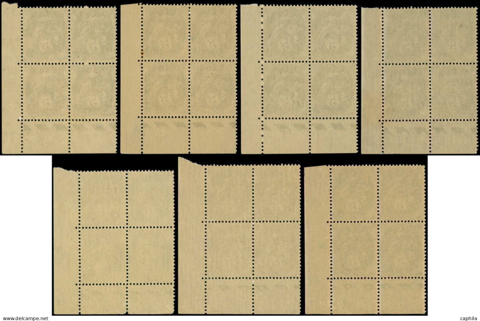 ** FRANCE - Poste - 111, 7 Blocs De 4 Cd Différents, Entre 1925/1932: 5c. Blanc - Neufs