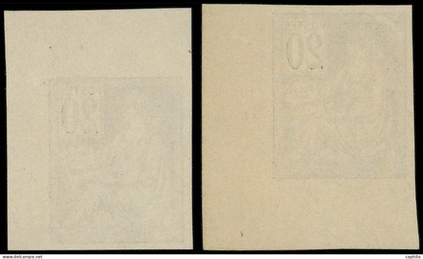 ** FRANCE - Poste - 113, 2 Essais De Couleur, Non Dentelés: 20c. Mouchon (Spink) - Neufs