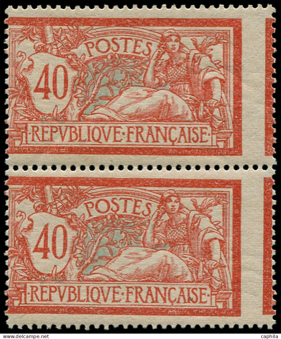 ** FRANCE - Poste - 119k, Paire, Piquage à Cheval Vertical: 40c. Merson (Spink) - Unused Stamps