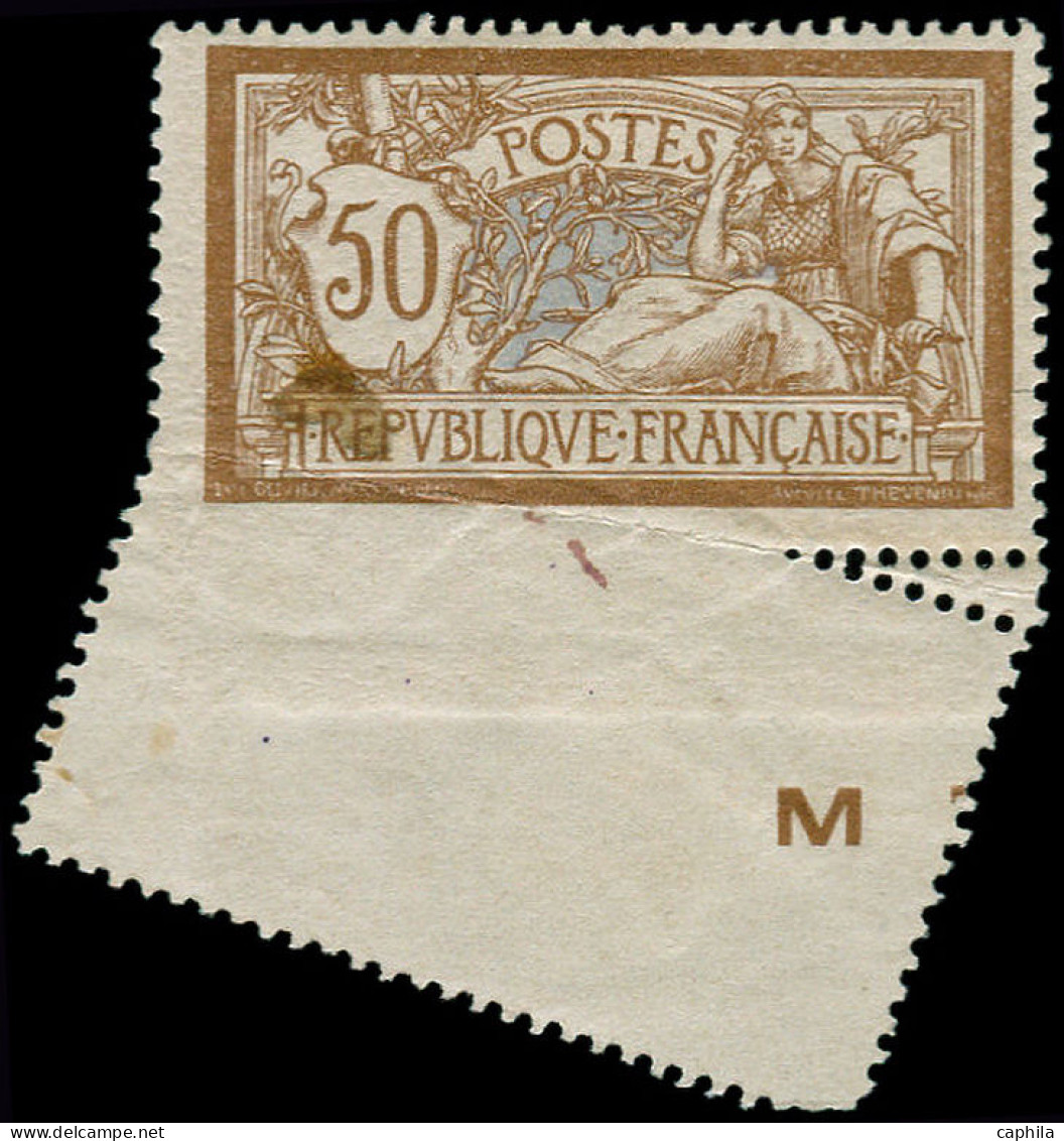 * FRANCE - Poste - 120, Piquage Oblique, Pratiquement Non Dentelé En Bas, Bdf, (tache D'huile): 50c. Merson (Spink) - Unused Stamps