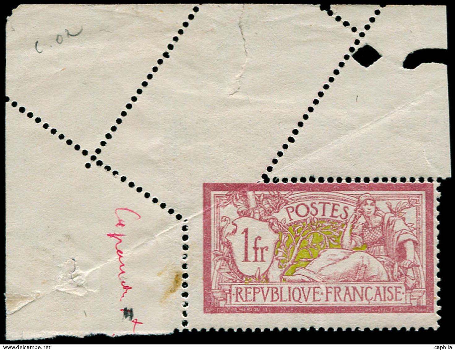 ** FRANCE - Poste - 121, Piquage Diagonal, Cdf: 1f. Merson (Spink) - Unused Stamps