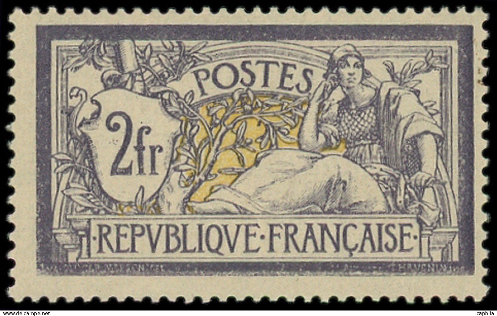 ** FRANCE - Poste - 122, Signé Brun: 2f. Violet Et Jaune - Neufs