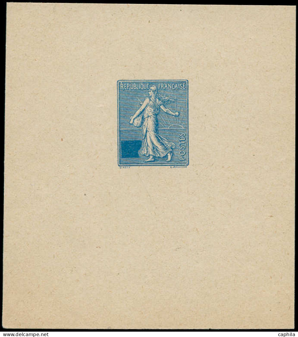 EPA FRANCE - Poste - 132, épreuve Du Poinçon, Cartouche Sans Faciale En Bleu Sur Papier Normal: 25c. Semeuse Lignée - Unused Stamps