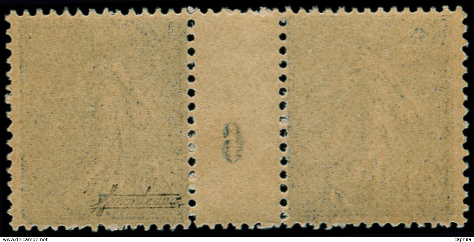 ** FRANCE - Poste - 132b, Paire Millésime "6", Signée: 25c. Semeuse Lignée Bleu-noir - Unused Stamps