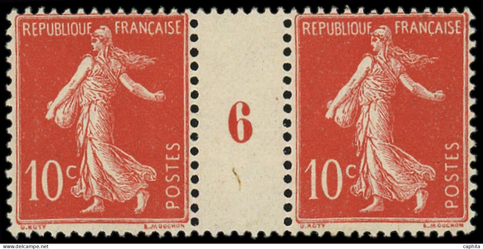 ** FRANCE - Poste - 135b, Type IIA, Paire Millésime "6": 10c. Rouge - Neufs