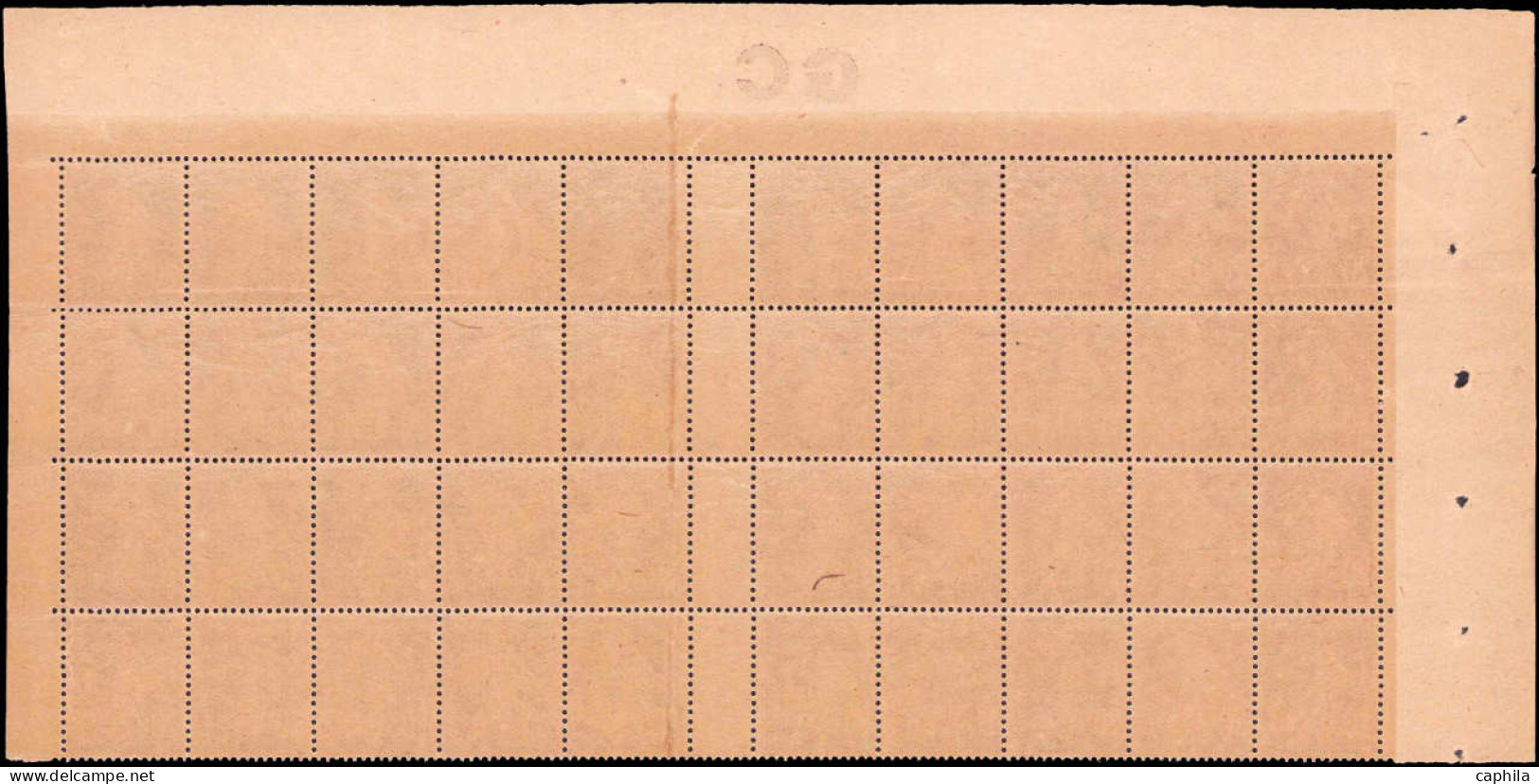 ** FRANCE - Poste - 139, Bloc De 40, Millésime "0", Manchette GC Chamois: 20c. Semeuse Brun - Unused Stamps