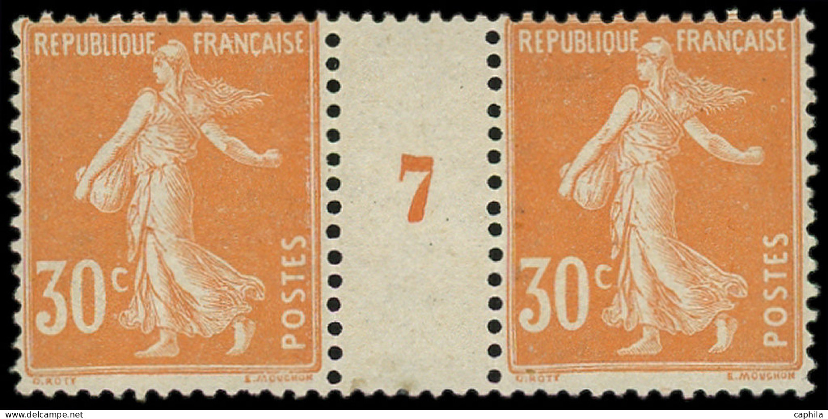 ** FRANCE - Poste - 141, Paire Millésime "7" (* Sur Mill): 30c. Orange - Unused Stamps