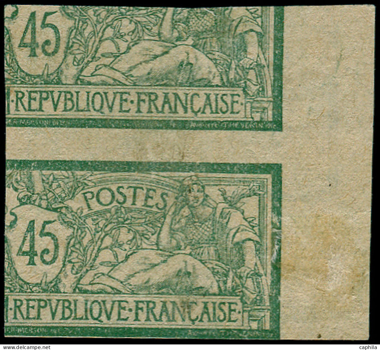 (*) FRANCE - Poste - 143b, Non Dentelé Bdf, Impression à L'endroit Des 2 Cotés (vrai Recto-verso), Signé: 45c. Merson - Unused Stamps