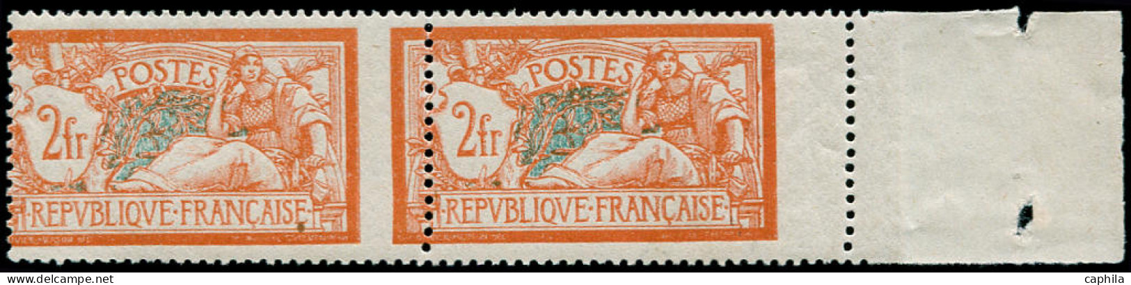 ** FRANCE - Poste - 145h, Paire (un Exemplaire *), Bdf, Superbe Piquage Vertical à Cheval: 2f. Merson (Spink) - Unused Stamps