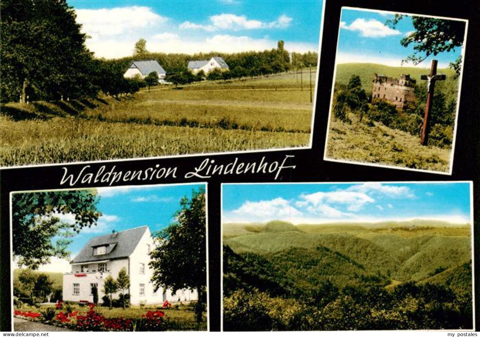 73875858 Moersdorf Kastellaun Waldpension Lindenhof Kreuz Burg Landschaftspanora - Kastellaun