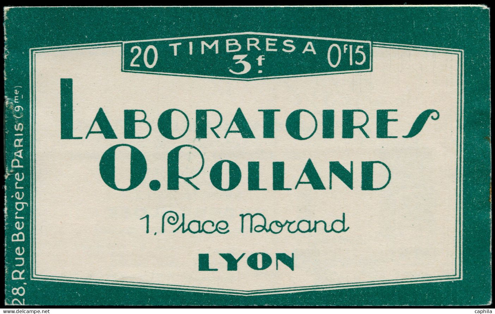 ** FRANCE - Carnets - 189-C2, Carnet Complet De 20: 15c. Semeuse Brun "Laboratoire Rolland" (légères Adhérences) - Sonstige & Ohne Zuordnung