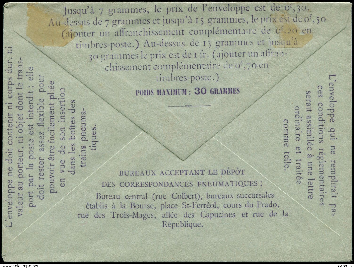 N FRANCE - Entiers Postaux - EPM 30c. Semeuse Violet, Enveloppe Pneumatique Marseille - Autres & Non Classés