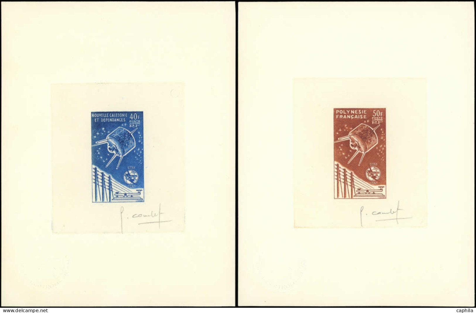 EPA COLONIES SERIES - Poste Aérienne - 1965, U.I.T, Série Complète De 7 épreuves D'artiste DOM-TOM, Signées Combet - Non Classés