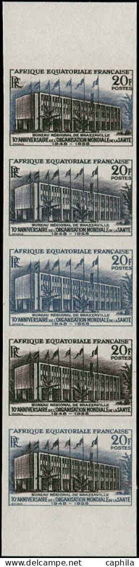 ** AFRIQUE EQUATORIALE - Poste - 242, Bande De 5 Essais De Couleurs Dont Polychrome: 20f. OMS - Autres & Non Classés