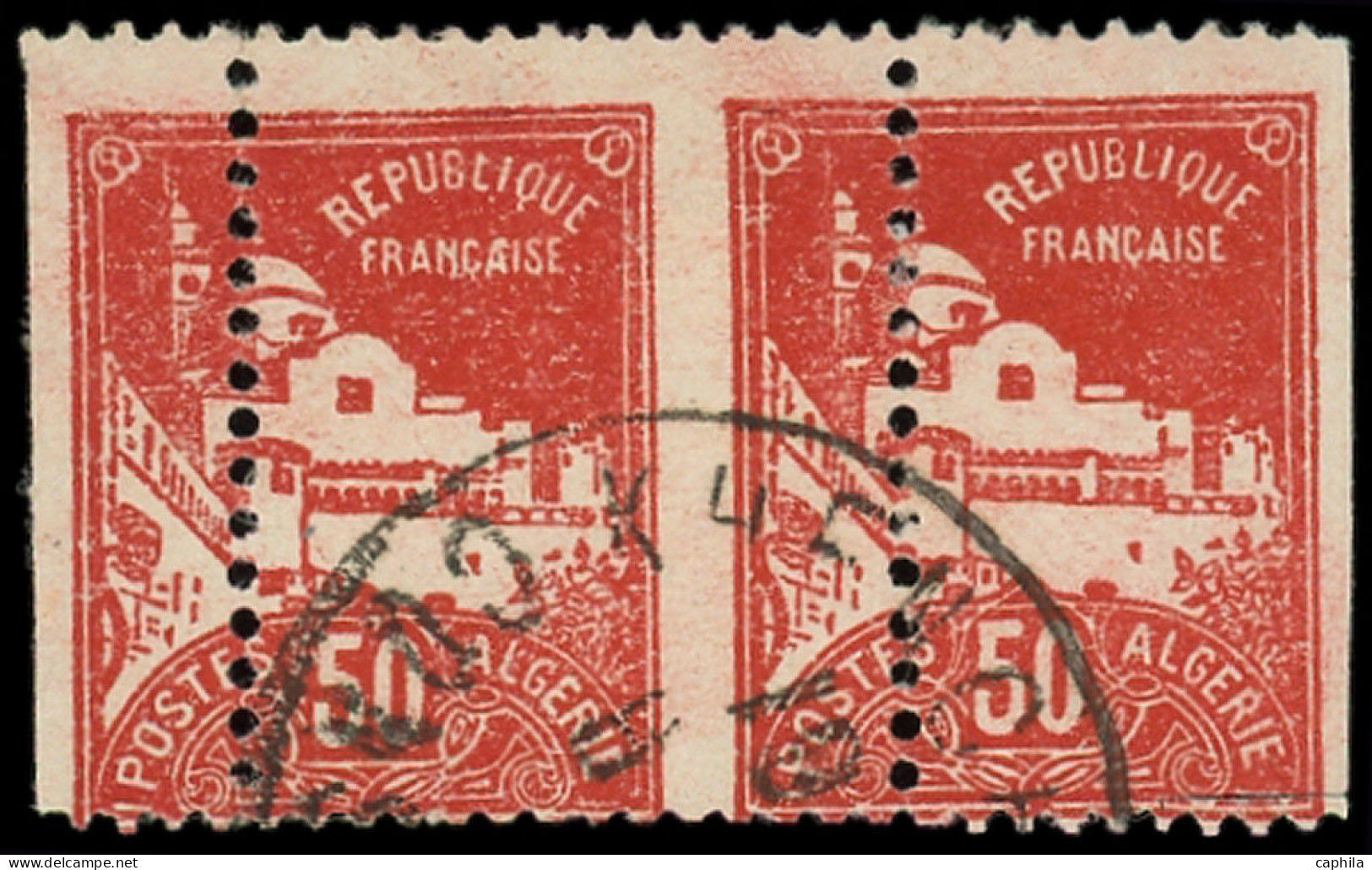 O ALGERIE - Poste - 79Ad, Paire Horizontale, Piquage à Cheval: 50c. Rouge - Other & Unclassified