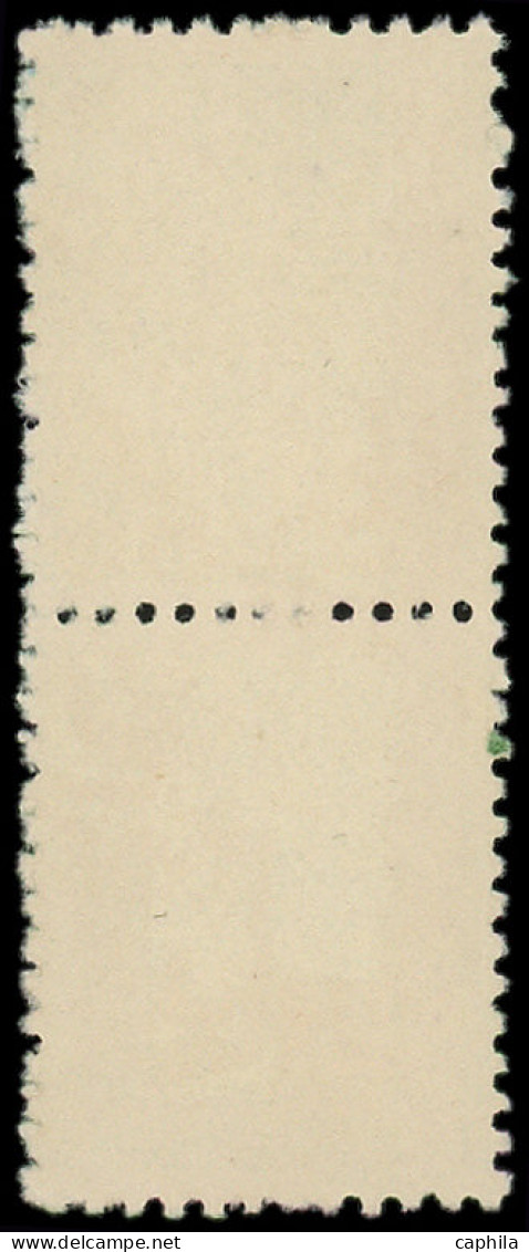 (*) ALGERIE - Poste - 183, Paire Verticale, Piquage à Cheval: 5f. Vert-jaune - Unused Stamps
