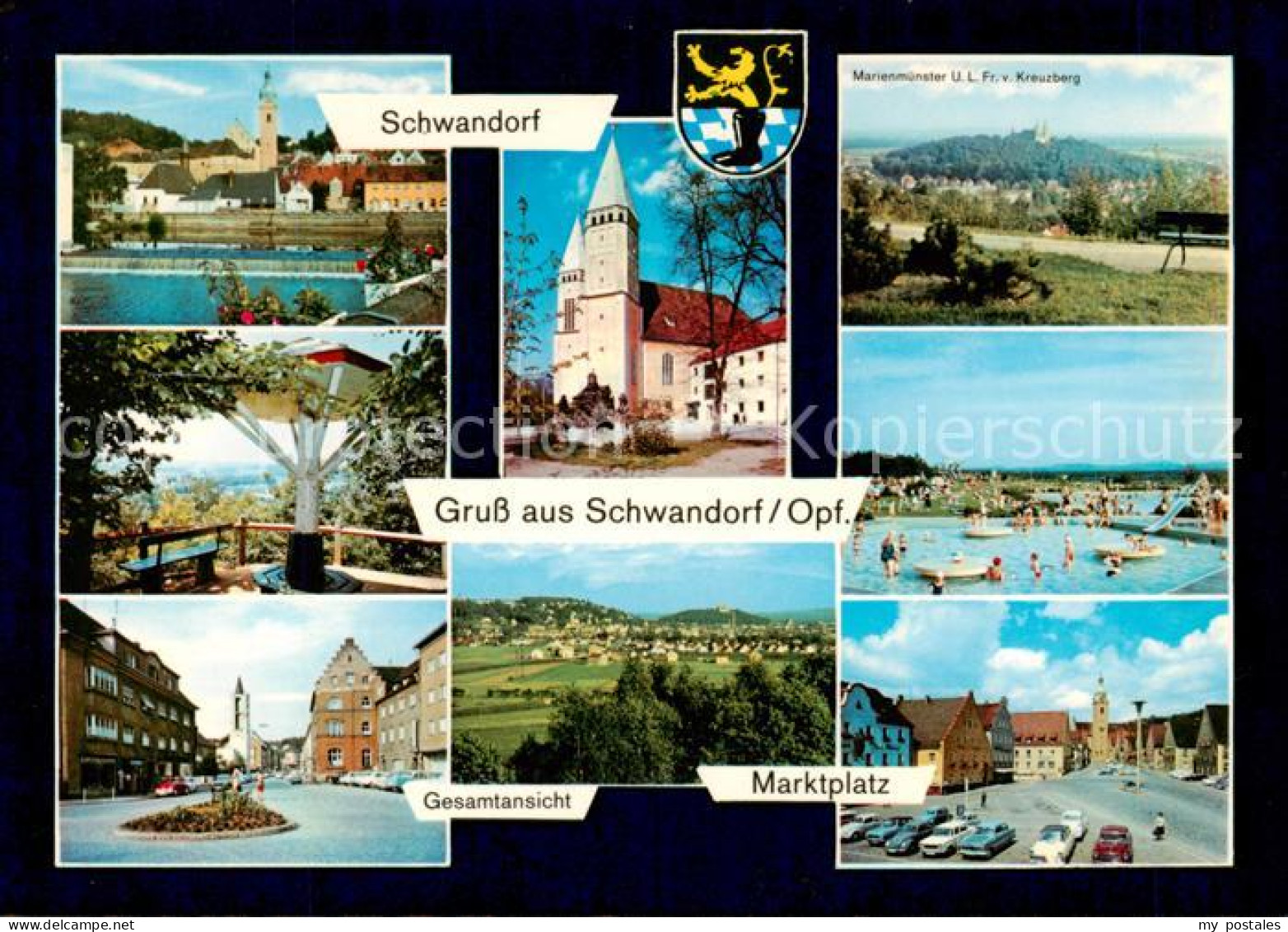 73841159 Schwandorf Panorama Marktplatz Kirche Marienmuenster Freibad Schwandorf - Schwandorf